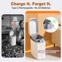 funest Bathroom Trash Can with Lid, Automatic Motion Sensor Trash Can, 3.5 Gallon Garbage Can, Type-C Rechargeable, Bag-Holding Design, One-Pull Auto Packing, Quiet-Close Hinge for Bedroom, Office