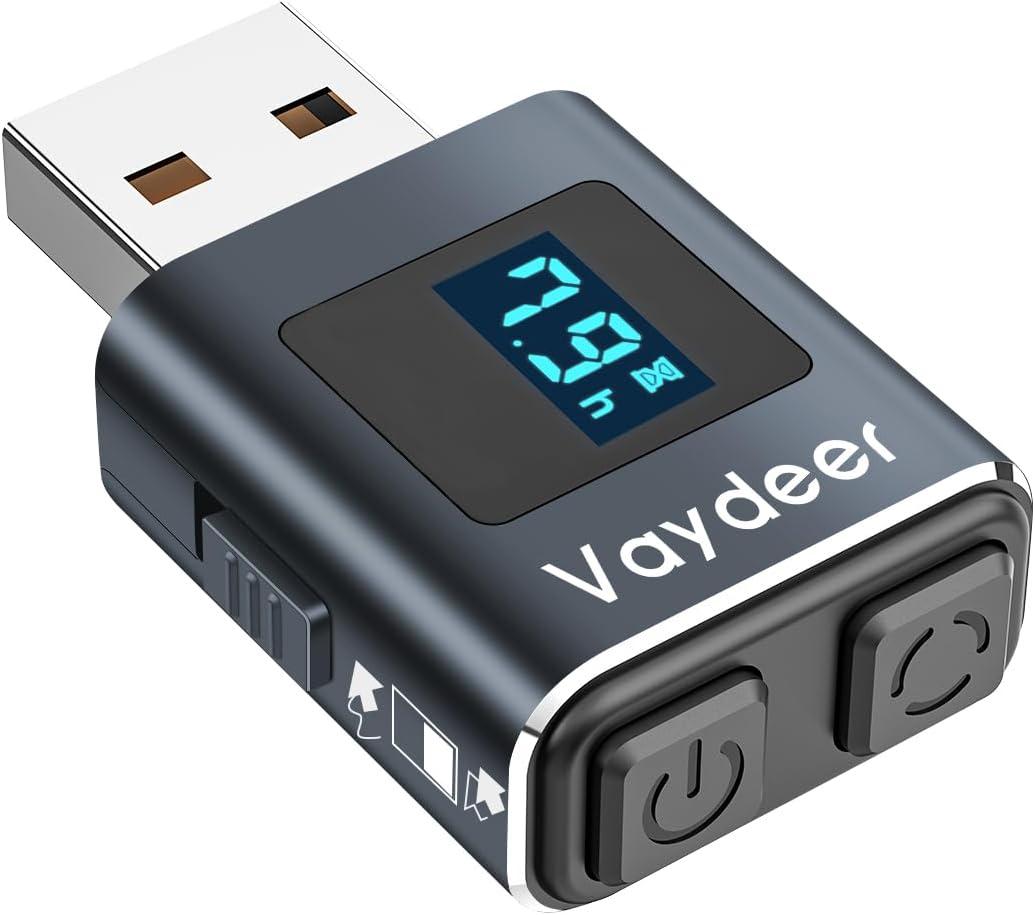 Vaydeer Metal Mini Mouse Jiggler, T5s Mouse Mover with Timer, LED Countdown, Undetectable, 3-Button Control, for Office, Remote Work, Online Meetings,Shaker to Boost Your Productivity (Gunmetal)