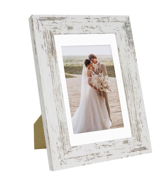 4x6 Picture Frame Set of 3, Made of Real Glass and Distressed White Wooden Frame, 4 by 6 Photo for Wall or Tabletop - Display Picture 3.5x5 with Mat or 4x6 Without Mat