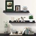 Black Floating Shelves for Wall 24 Inch Wall Shelves with Lip Modern Picture Ledge Shelf Wall Mount Photo Shelves Room Decor Hanging Book Shelves Set of 2 for Bedroom Living Room Bathroom Kitchen