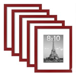 upsimples 8x10 Picture Frame Set of 5, Display Pictures 5x7 with Mat or 8 x 10 Without, Wall Gallery Photo Frames