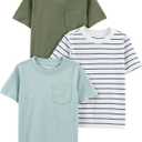 Simple Joys by Carter's Baby Boys' 3-Pack Short-Sleeve Tee Shirts (5T, Blue/Olive/Stripe)