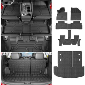 powoq Floor Mat Compatible with 2020-2025 Kia Telluride Trunk Mat with Backrest Mat 3rd Row Replacement for 2020-2022 2023 2024 2025 Kia Telluride Accessories(Trunk Mat with Backrest Mat,Floor Mat)