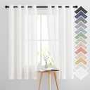NICETOWN Linen Sheer Curtains Flax Textured, Grommet Top Casual 63" Long Thick Semitransparent Flax Sheer Window Treatment for Loft/Apartment, Ivory, 1 Panel = 52" W, Sold by 2 Panels