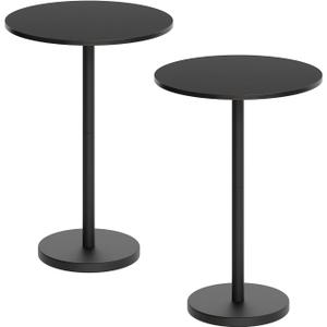 YATINEY Bar Table, Round Bar Table Set of 2, Counter Height Table, Pub Cocktail Table, Metal Frame, for Bistro, Dining Room, Living Room, Terrace, Black BT05L2BB