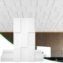 24 PCS 2x4 FT Cross-Shaped Block Design Decorative Ceiling Tiles, 24x48 Inch 3D Modern Minimalist Ceiling Panels, PVC Waterproof Cuttable Material Ideal for Living Room Bedroom