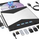 External Blu Ray Drives, 4K Portable Blu Ray Burner USB 3.0 Type-C UHD BD Player with SD/TF Port, CD/DVD Burner R/W 3D Blu Ray Drive, External 4k Blu Ray Drive Compatible with Windows Mac OS Laptop