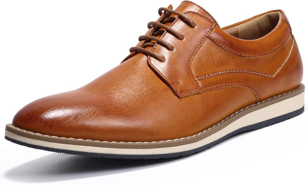 Mofri Men's Casual Dress Shoes Formal Oxford (7.5, Brown Pu)