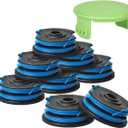 Weed Eater Dual Line String Trimmer Replacement Spool for Greenworks .29082/29242 065-Inch Dual LineCompatible with Greenworks Models 21212 and 21272 8 Spools, 1 Cap