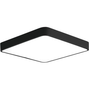 Ganeed LED Ceiling Light Flush Mount,24W 12-Inch Modern Ceiling Lamp Fixture Square,6500K Cool White Energy Saving Lighting Fixture for Living Bathroom Dining Room,Black