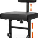 GLEAM Keyboard Bench Piano Bench Padded Cushion with Backrest Height Adjustable 17.5in - 22in Keyboard Chair Black (Thick Padding) Iron Legs