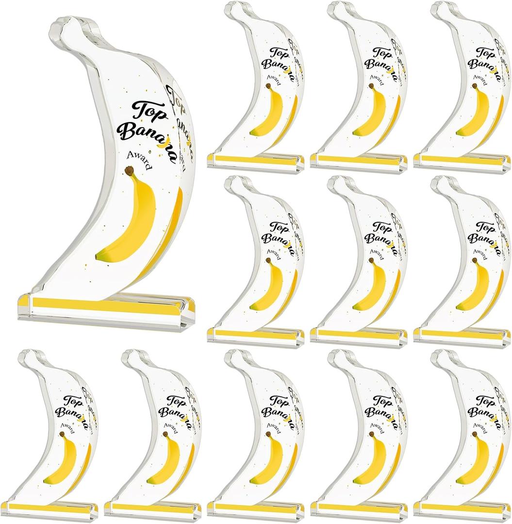 12 Pcs Acrylic Awards Trophies Employee Appreciation Gifts Bulk Cute Funny Banana Trophy Thank You Award Trophy Team Gifts for Employees Adults Favors Office Decorations