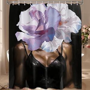 Lvetong Black Girl Shower Curtain, Black Art, 70''W x 84''L