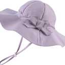 Bow Baby Girls Bucket Hat Infant Toddler Summer Cap Sun Protect Kids Hat for Girls (Purple)