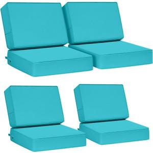 AAAAAcessories Outdoor Deep Seat Cushions, Foam Pillow, Waterproof, Fade-Resistant Patio Furniture Replacement Cushions, 24" x 24" x 5", Set of 4, Turquoise Blue (24x24-19'' Mid Back-4 Count)