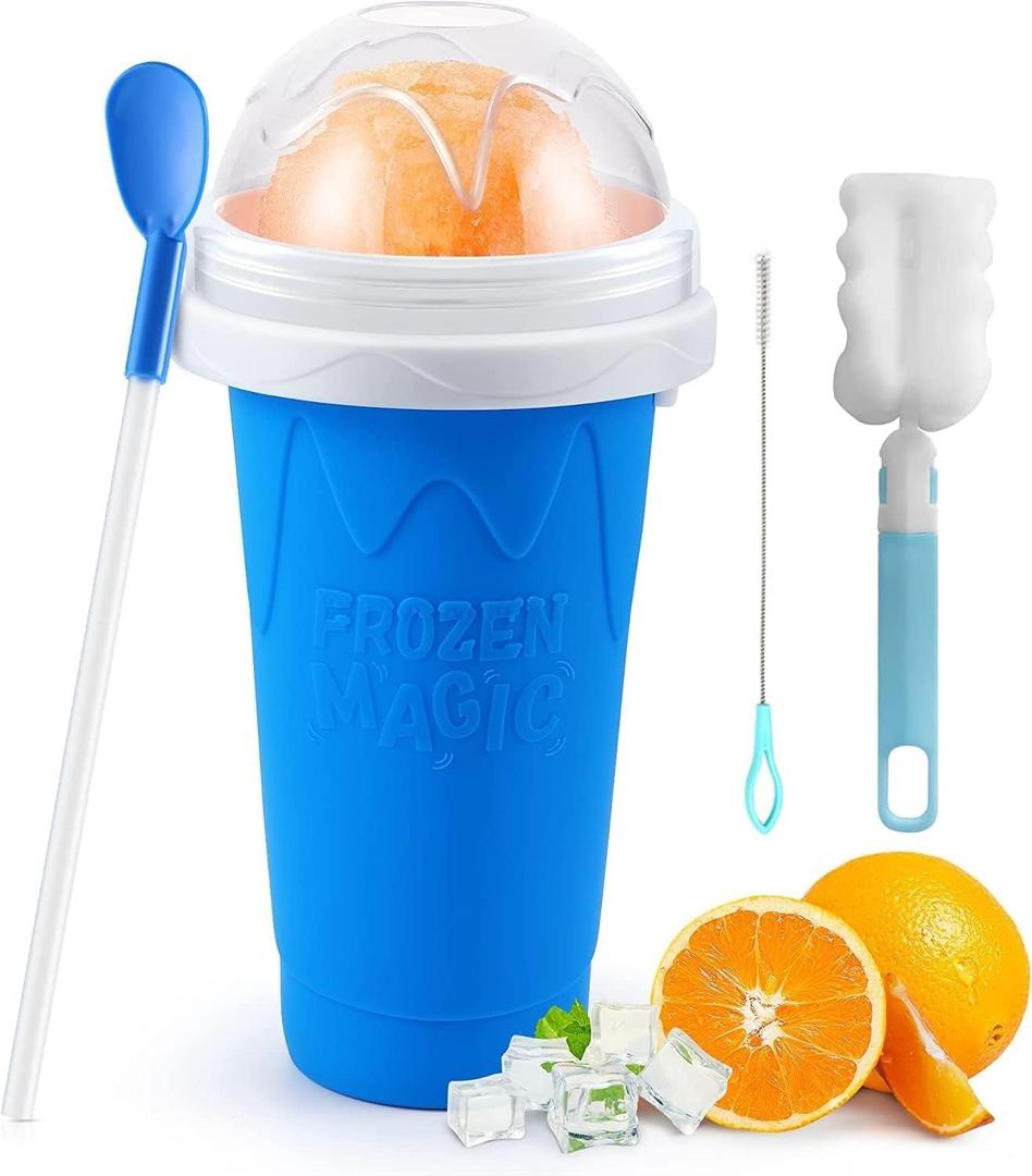 2022 Slushie Maker Cup, Magic Quick Frozen Smoothies Cup Cooling Cup Double Layer Squeeze Cup Slushy Maker Cup, Homemade Milk Shake Ice Cream Maker it for All Ages