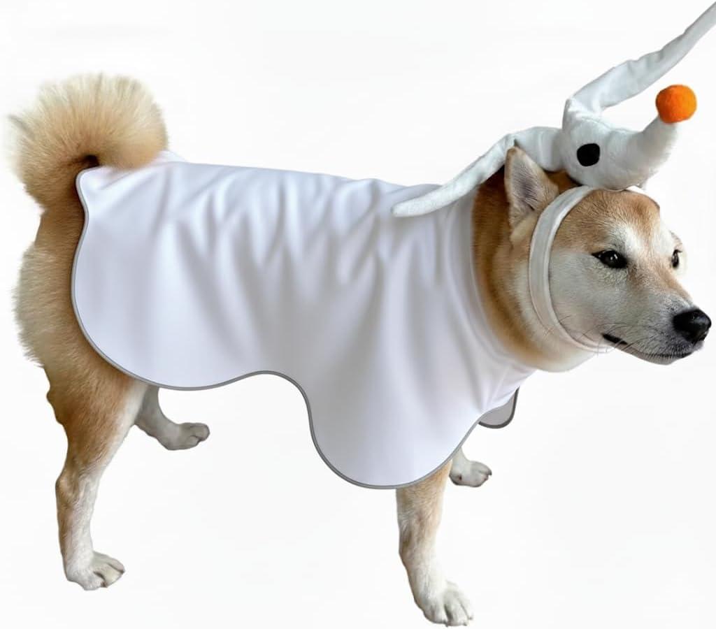 ComfyCamper Dog Ghost Costume - Spooky Cosplay Christmas Halloween Scary Costumes, M (White)