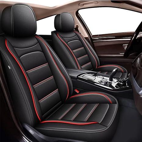 LUCKYMAN CLUB Silverado Seat Covers Fit for 2007-2023 2024 2025 Chevy Sierra Silverado 1500 2500 3500 Crew,Double,Extended Cab with Water Proof Faux Leather (Black & Red Full Set)