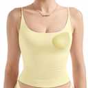 SUUKSESS Women Padded Scoop Neck Tank Tops Double Line Going Out Basic Camisole Top (Small, Butter Yellow)