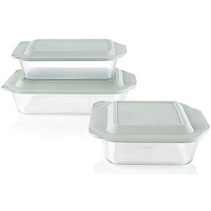 Pyrex Deep 3-Pack Glass Baking Dish Set (9"x13", 7"x11", 8"x8") With BPA-Free Lids, Rectangular Glass Bakeware, Dishwasher, Microwave, Freezer & Pre-Heated Oven Safe