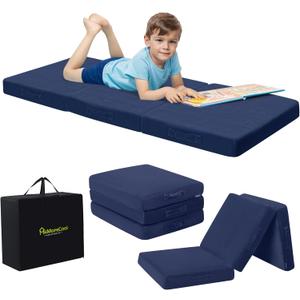 MeMoreCool Foldable Floor Mattress for Kids, Trifold Nap Mat for Toddlers, Portable Daycare Sleeping Futon or Floor Bed, Navy, 57x22 Inch