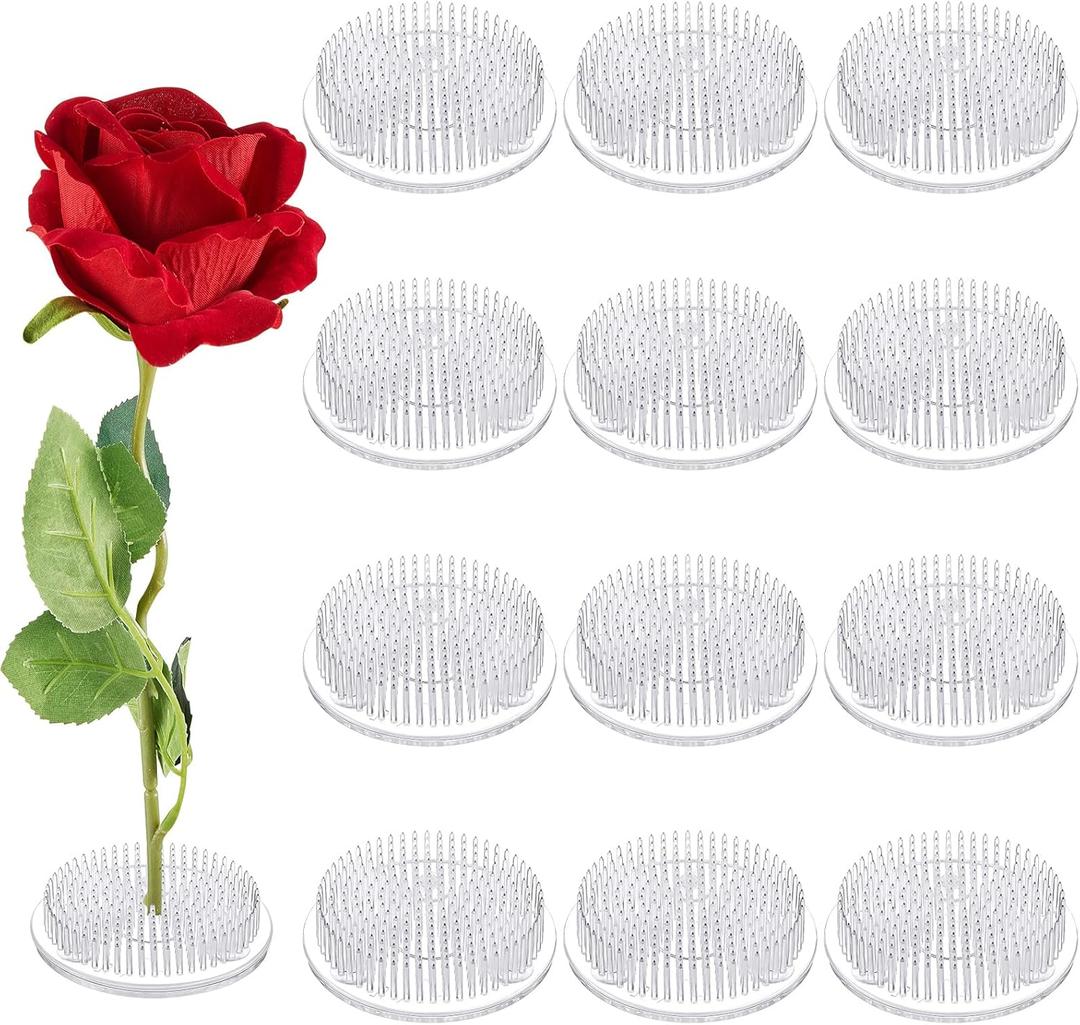 Waydress 12 Pieces Plastic Flower Frog Flower Pins 2.8 Inch Floral Frog for Arrangements Vase Japanese Floral Arrangement for Plant Decoration, Summer Activity, Wedding Decoration (Clear)