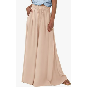 Pretty Garden Women's Chiffon Flowy Wide Leg Pants, Palazzo Beach Gaucho Trousers for Vacation Casual Yoga size XL