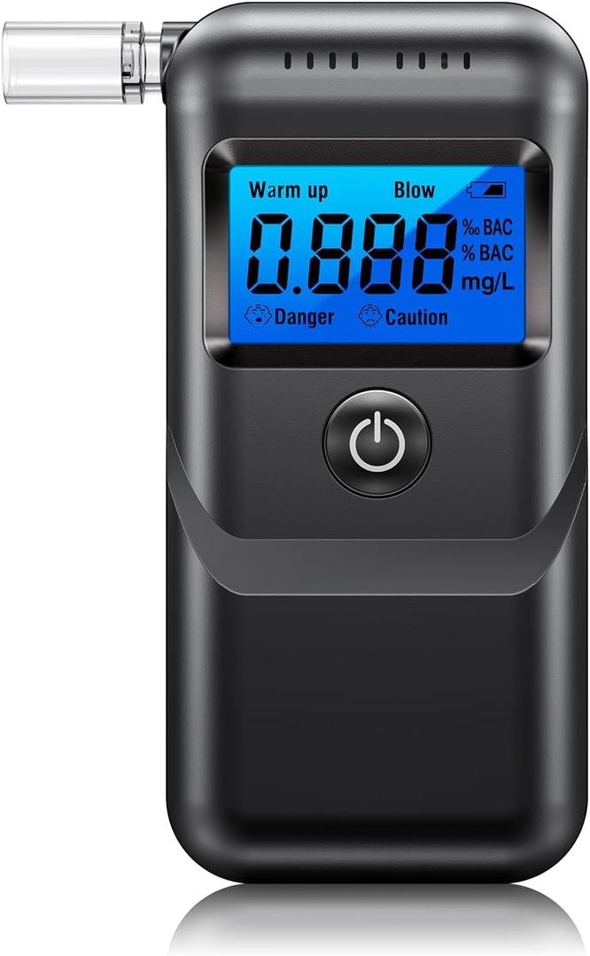 Breathalyzer, Breathalyzer Tester with LCD Digital Display, Portable Breathalyzer for Home and Party Use (Includes 10 Mouthpieces) (Black)