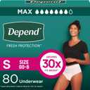 Depend Fresh Protection Adult Incontinence & Postpartum Bladder Leak Underwear for Women, Disposable, Maximum, Small, Blush, 80 Count (2 Packs of 40)