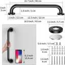 16 Inch Matte Black Shower Grab Bar-1" Diameter, iMomwee Stainless Steel Elderly Safety Bars, Bathroom Shower Balance Bar, Wall Handrail Support, Handicap Senior Disabled Pregnant Assist Bath Handle
