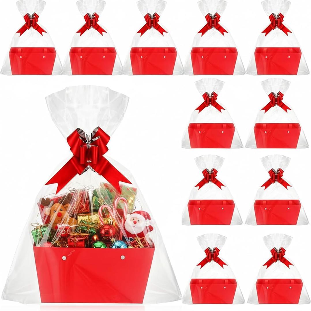 Colarr Pack of 12 Baskets for Gifts Empty Bulk Kraft Empty Gift Basket Kit with Handle Wrap Bag Bow DIY Tray to Fill for Thanksgiving Wedding Bridal Shower Christmas Party, 9.8" x 6.5" x 4.3" (Red) Colarr Pack of 12 Baskets for Gifts Empty Bulk Kraft Empty Gift Basket Kit with Handle Wrap Bag Bow DIY Tray to Fill for Thanksgiving Wedding Bridal Shower Christmas Party, 9.8" x 6.5" x 4.3" (Red)