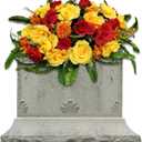 Headstone Flower Saddle, Artificial Cemetery Flowers for Grave-Realistic Red & Yellow Rose Mix Arrangement for Outdoor Memorial Decorations, Durable & Easy Fit