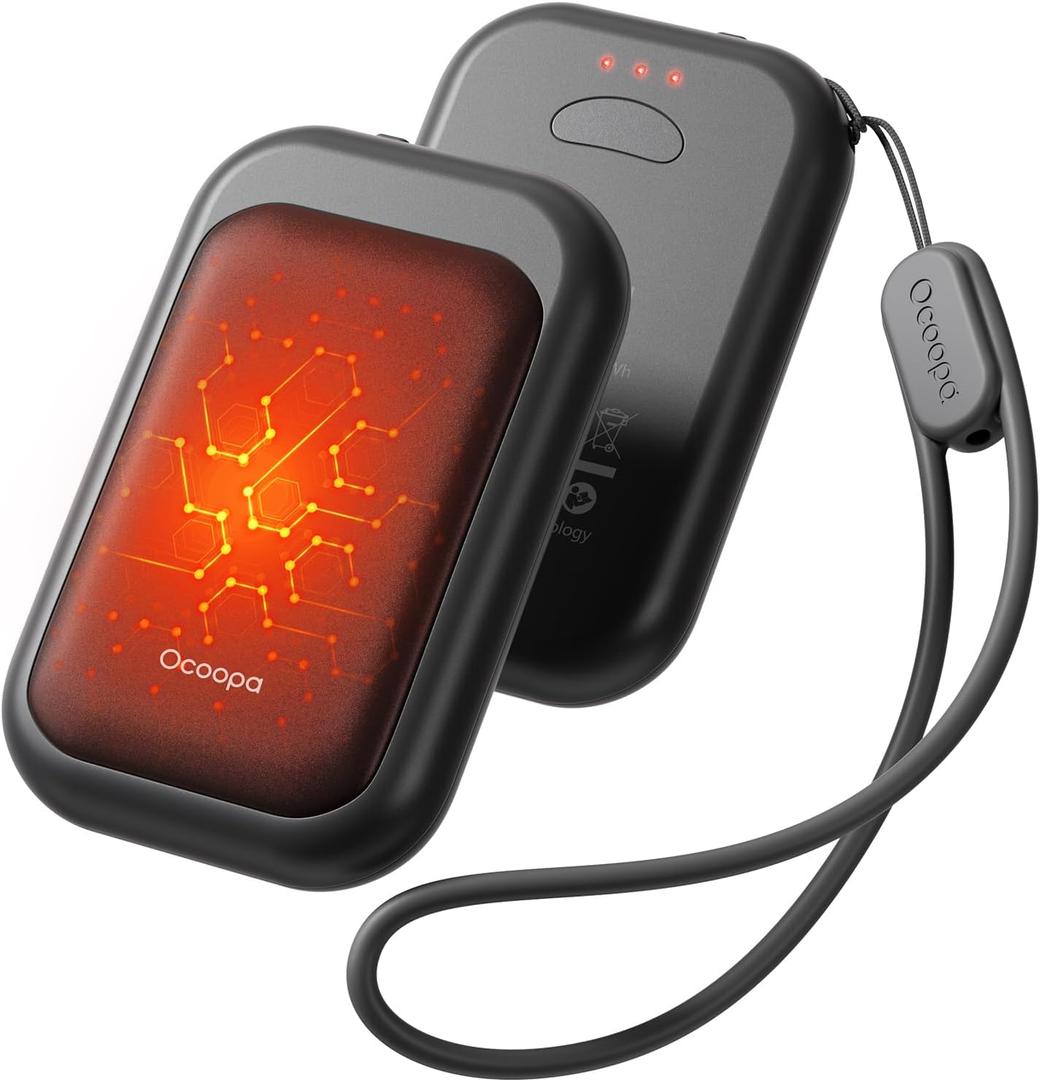 OCOOPA Magnetic Rechargeable Hand Warmers 2 Pack, Card-Style Electric AI Hand Warmers 5000mAh, Pocket Portable Hands Heater, UL Certified, for Men Women, Hunting Essentials, UT4 Young (Obsidian Black)