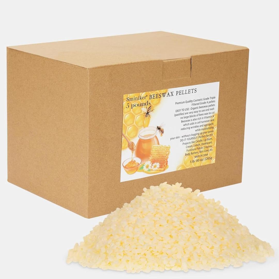 5LB Beeswax Pellets Beeswax for Candle Making Beeswax Pellets for Skin Beeswax Beads Beeswax Bulk Beeswax for DIY Making and Craft Project