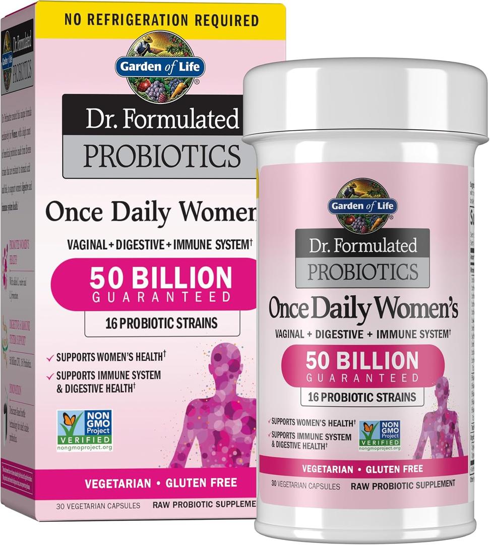 Garden of Life Once Daily Dr. Formulated Probiotics for Women 50 Billion CFU 16 Probiotic Strains with Organic Prebiotics for Digestive, Vaginal & Immune Health, Dairy Free, Shelf Stable 30 Capsules, BBD 01/2027