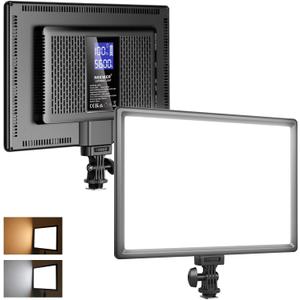 NEEWER 192 LED Video Light Panel, 20W Ultra Thin Bi Color Dimmable DSLR Camera Soft Light, 8000mAh Built in Lithium Battery, 3200-5600K CRI97+, Key Lighting for Studio Photography Recording Streaming