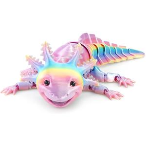 3D Printed Axolotl Fidget Toy, 3D Printed Animals Toy,Articulated Flexible Axolot Fidget Toy, Fun Gift (Rainbow, 10 in)