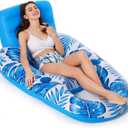 Jasonwell Inflatable Pool Float Adult - Pool Floaties Lounger Floats Raft Floating Chair Water Floaties for Swimming Pool Lake Lounge Float with Cup Holders Beach Pool Party Toys for Adults, 60"L x 39"W