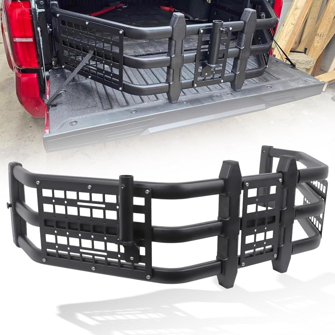 Trumgeta 49.5" to 56.5" Adjustable Truck Bed Extender, Fit for Toyota Tacoma 2016-2026, Tailgate Extender with MOLLE Panel, 180 Flip Bed Divider