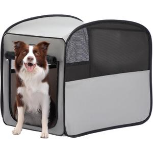 Petsfit Travel Dog CratePop Up Dog Crate for Medium Large DogsWaterproof Pet Cage Soft Dog Kennel for Indoor/OutdoorLightweight Dog Carrier for TravellingGrey