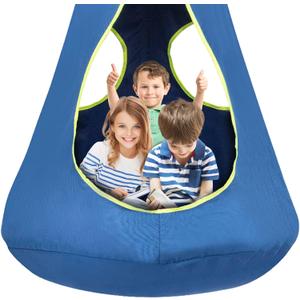 Kids Pod Swing Seat, Hanging Hammock Chair, Sensory Swing for Indoor and Outdoor Use (43.5" D x 52" H) Blue