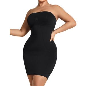 Women's Strapless Full Body Slip Shaper Seamless Smoother Tube Slip Under Dresses (X-Large, Black)