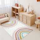 STARUIA Washable Rainbow Rug for Girls Bedroom, Boho Classroom Rug Small 3x5 Area Rugs for Kids Room, Soft Kids Carpet Non-Slip Nursery Rugs for Playroom Tent Baby Dorm