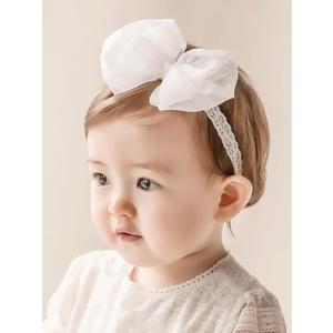 Baby Girls Cute Lace Bow Headband Soft Cotton Elastic Hair Accessories for Toddlers Newborns Ideal for Birthdays Baby Shower Photoshoots Special Occasions (White)