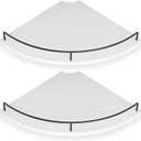 Corner Floating Shelves, Rustic Brown Wood, Set of 2, Wall Mount Storage with Guardrail for Bathroom Kitchen Living Room (White)