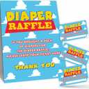 Diaper Raffle Game Kit For Baby Shower(1 Standing Sign + 50 Tickets) - Blue Sky & Cloud Theme - Gender Reveal, Baby Announcement Party Supplies & Decoration - B15