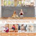 48' Tall x 145' Wide Retractable Baby Gates, Extra Tall & Wide, Mesh Fabric, Gray, Suitable for Indoors/Outdoors, Cats, Dogs, Babies