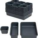 BYCY 18 Pcs Drawer Organizers Trays Set for Office Bathroom Dresser Interlocking Dividers Storage Bins Pack (18 Pieces Set)