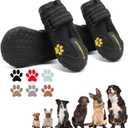 Expawlorer Anti-Slip Dog Shoes Waterproof & Stain Resistant Dog Booties with Reflective Straps for Outdoor Hiking, Black, Size 8: 3.19"x3.03" (L*W) (Pack of 4)