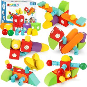 26 PCS Magnetic Foam Blocks, STEM Preschool Toys for Children, Magnetic Building Blocks for Toddlers, Kids Bath Toys and Montessori Sensory Toys, Birthday for Boys & Girls Age 3 4 5 6+